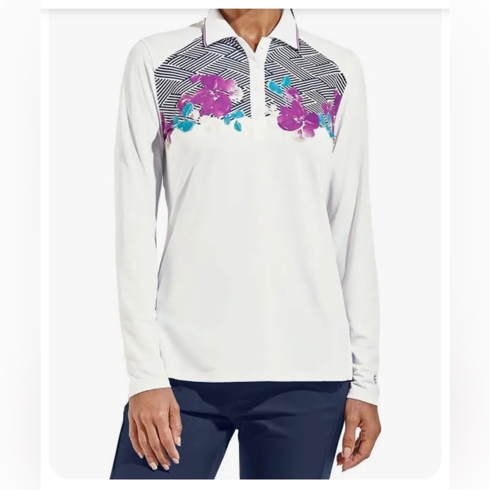 Coolibar Women's Prestwick Sun Protective Long Sleeve Golf Polo Shirt - New